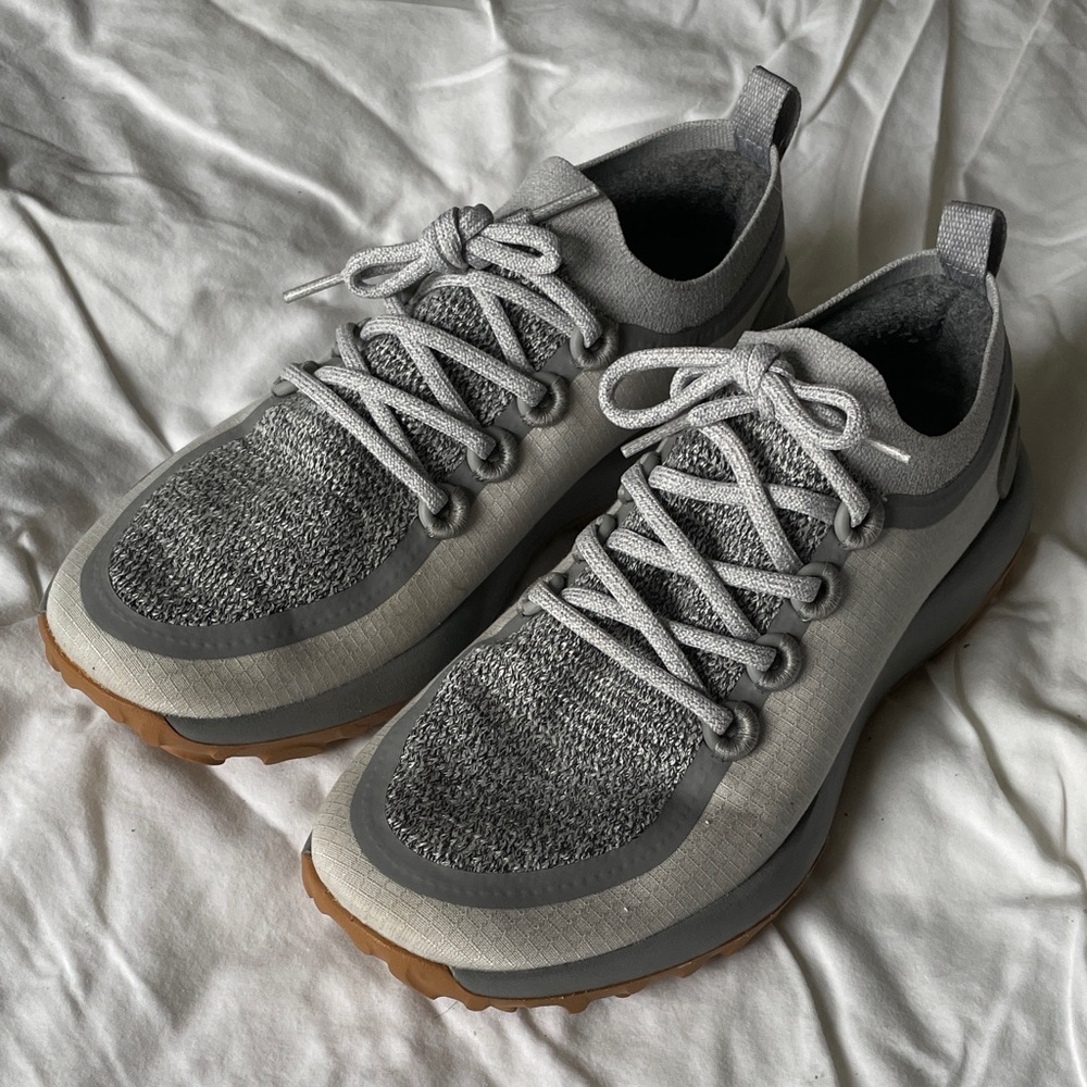 allbirds Women's Light Gray Knit Trail Runners with Gum Outsole